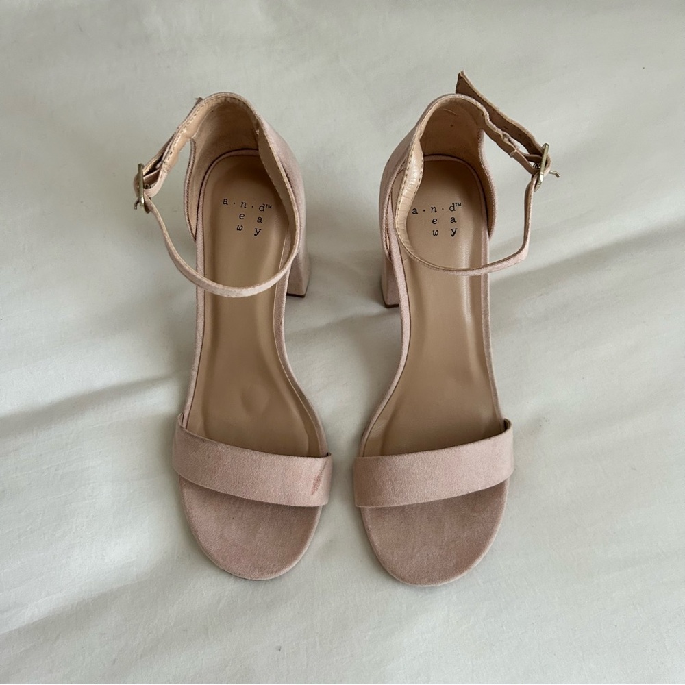 A New Day pinky/nude block heels with ankle strap